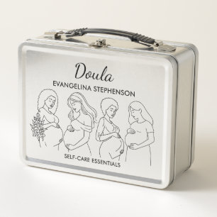 Personalised Line Art DOULA SELF-CARE ESSENTIALS Metal Lunch Box