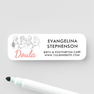 Personalised Line Art Midwife DOULA Name Tag