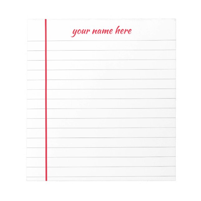 Personalised Lined Notepad (Front)