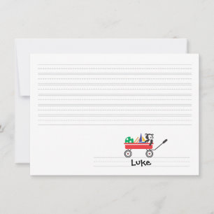 Personalised Lined Red Wagon Flat Note card
