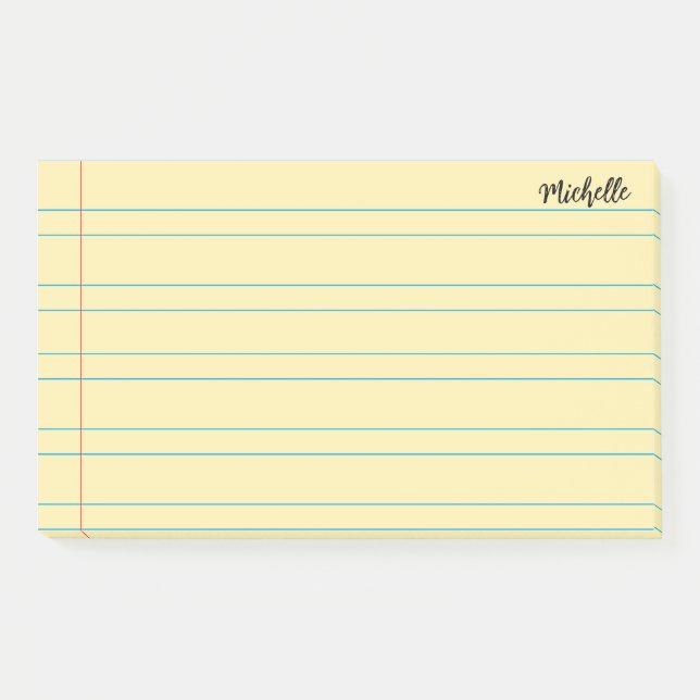 Personalised Lined School Notebook Paper Post-it Notes (Front)