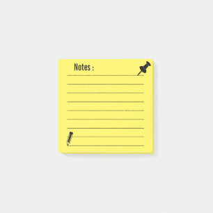 Personalised Lined School Yellow Post-it Notes