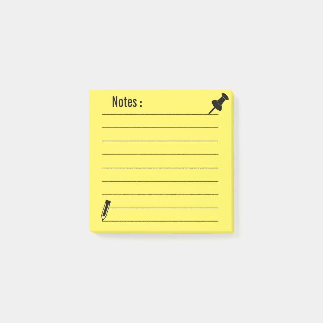 Personalised Lined School Yellow Post-it Notes (Front)