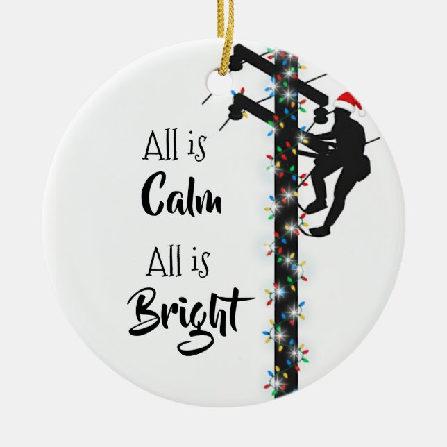 Personalised Lineman/Linemen Christmas Ornament (Front)