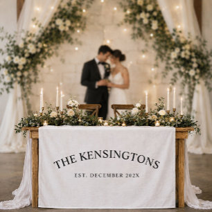 Personalised Linen Wedding Welcome Table Banner Tapestry
