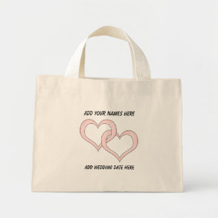Personalised Linked Hearts Wedding Tote Bag