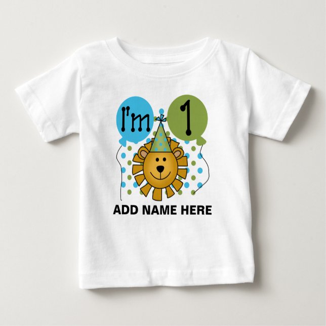 Personalised Lion 1st Birthday T-shirt (Front)