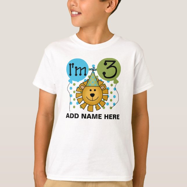 Personalised Lion 3rd Birthday T-shirt (Front)