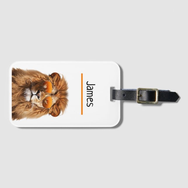 Personalised Lion Luggage Tag (Front Horizontal)