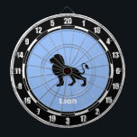 Personalised Lion Silhouette on Light Blue Dartboard<br><div class="desc">Lion silhouette personalised Dart Board.</div>