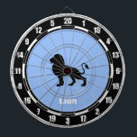 Personalised Lion Silhouette on Light Blue Dartboard<br><div class="desc">Lion silhouette personalised Dart Board.</div>