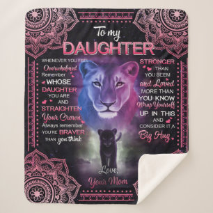 Personalised Lion To My Daughter From Your Mum Sherpa Blanket
