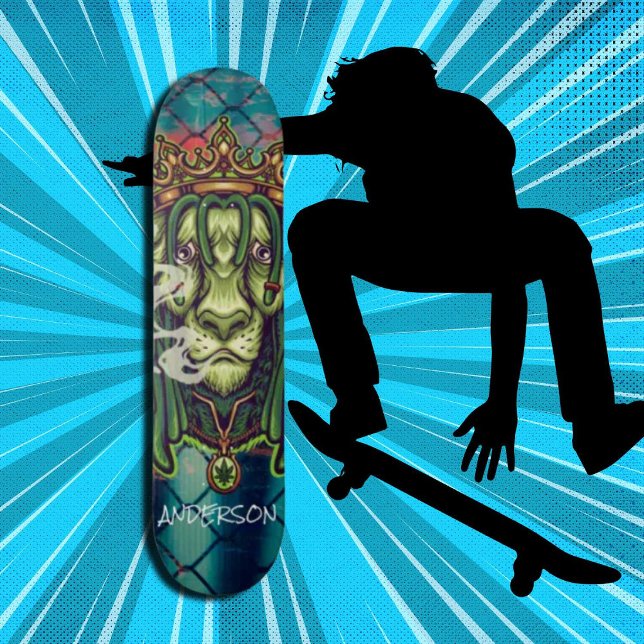Personalised  LION WEED KING  Skateboard (Original and best online Zazzle skateboard shop- Urban Warrior)