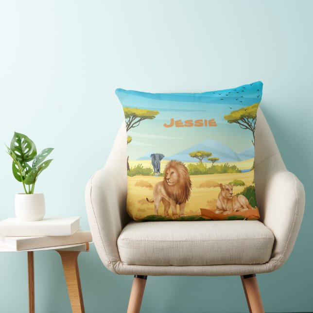 Personalised Lions on the Savannah  Cushion (Chair)