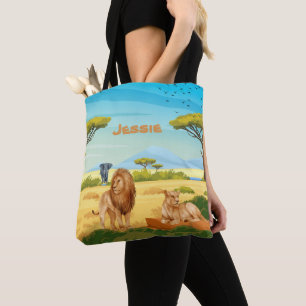 Personalised Lions on the Savannah  Tote Bag