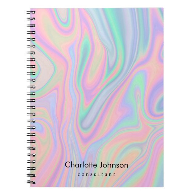 Personalised Liquid Iridescent Pastel Colour Notebook (Front)