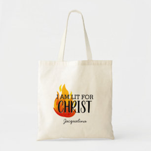 Personalised LIT FOR CHRIST Christian Tote Bag