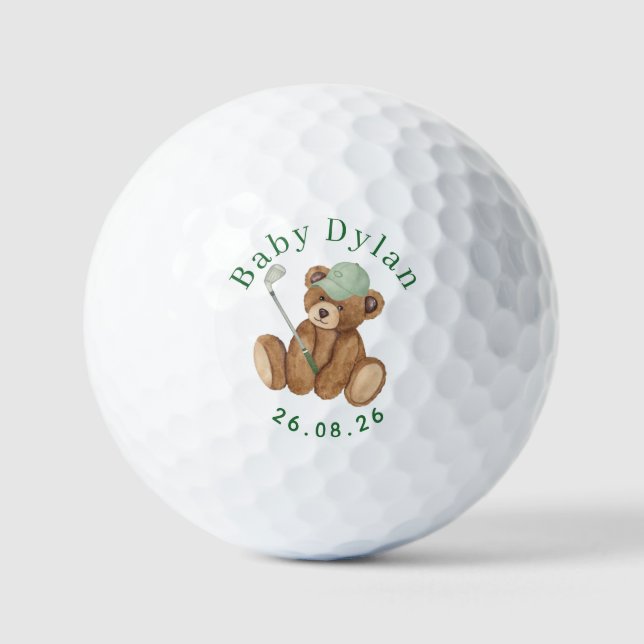 Personalised Litte Putter Baby Shower  Golf Balls (Front)