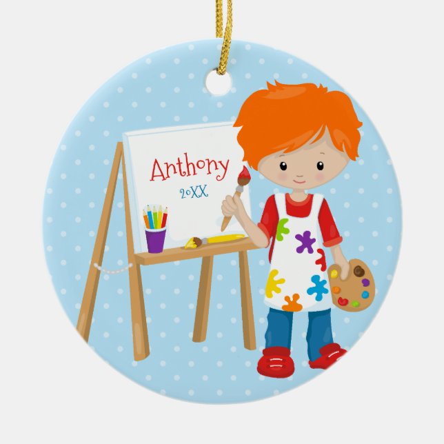 Personalised Little Artist Christmas Ornament (Front)