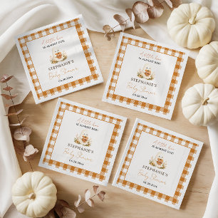 Personalised Little Boo Ghost Pumpkin Baby Shower Napkin
