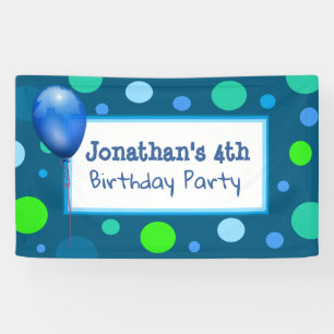 Personalised Little Boy's Blue Birthday Banner