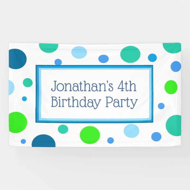 Personalised Little Boy's Blue Birthday Banner (Horizontal)