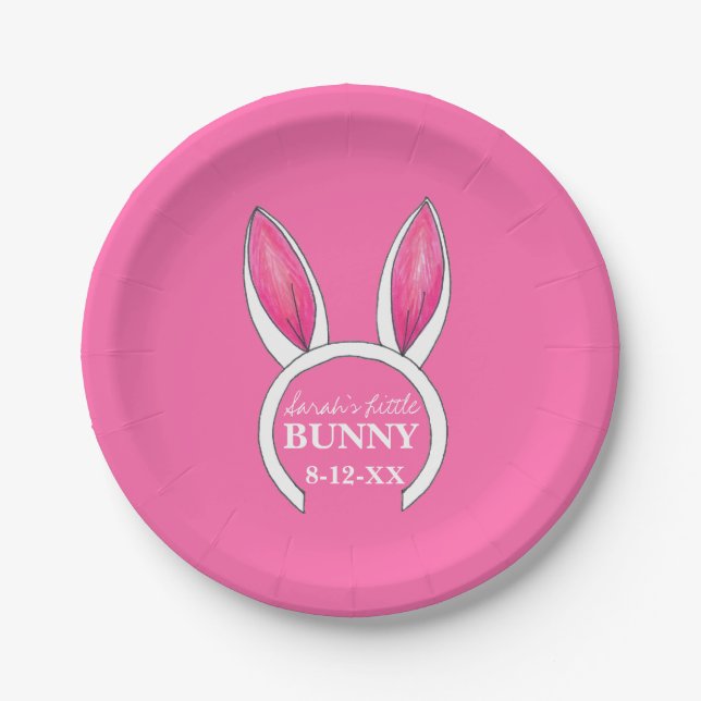 Personalised Little Bunny Baby Shower Easter Plate (Front)