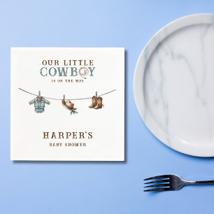 Personalised Little Cowboy Baby Shower Napkin