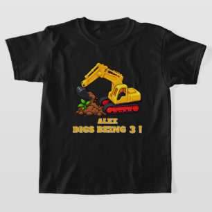 Personalised Little Excavator Birthday T-Shirt
