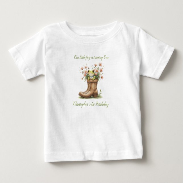 Personalised little frog Froggie 1st birthday Baby T-Shirt (Front)