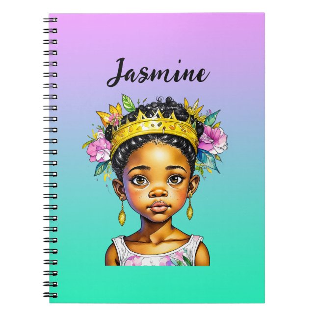 Personalised Little Girl Princess of Colour Notebook (Front)