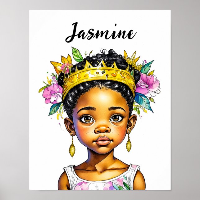 Personalised Little Girl Princess of Colour Poster (Front)
