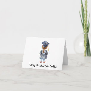 Personalised Little Girls Kindergarten Graduation Card