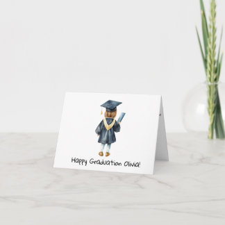 Personalised Little Girls Kindergarten Graduation  Card