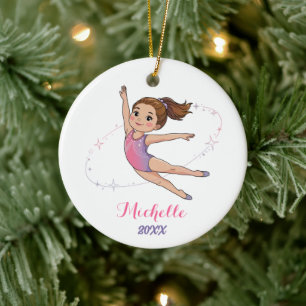  Personalised Little Gymnast Girl Christmas  Ceramic Ornament