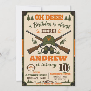 Personalised little hunter birthday invitation