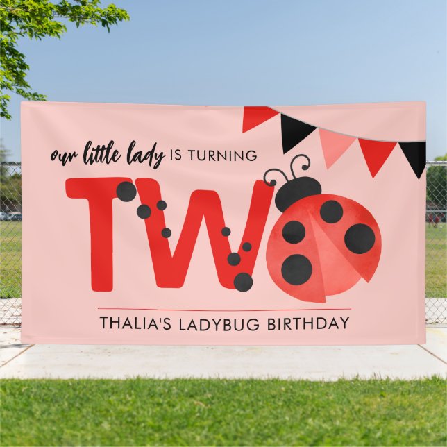 Personalised Little Lady Ladybug Large Outdoor Banner (Outside)