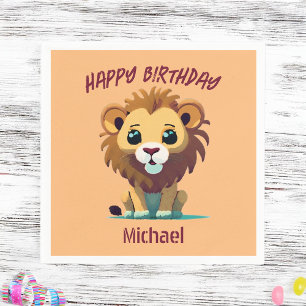 Personalised Little Lion Birthday Napkin