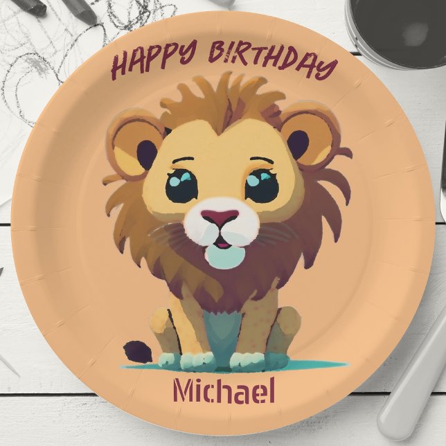 Personalised Little Lion Birthday Paper Plate (Creator Uploaded)