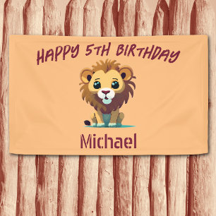 Personalised Little Lion Cub Birthday Banner