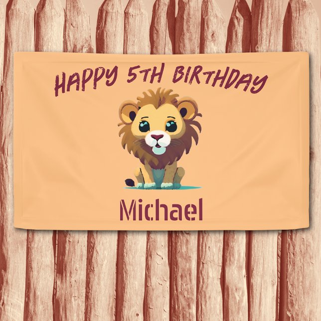 Personalised Little Lion Cub Birthday Banner (Creator Uploaded)