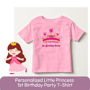 Personalised Little Princess 1st Birthday Pink Toddler T-Shirt