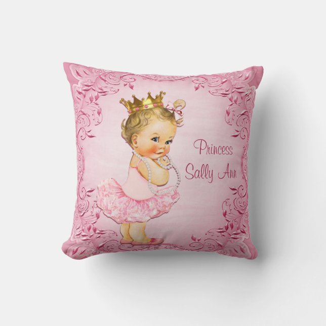 Personalised Little Princess Ballerina Pink Cushion (Front)