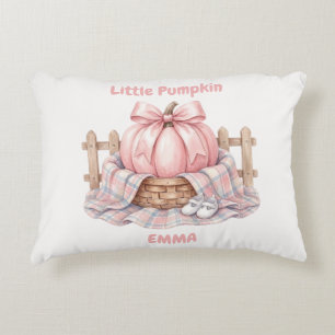 Personalised Little Pumpkin Pink Watercolor Decorative Cushion