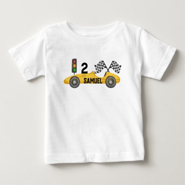 Personalised Little Racer Birthday Baby T-Shirt (Front)