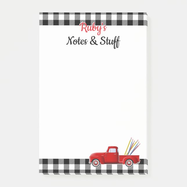 Personalised Little Red Truck Post-it Notes (Front)