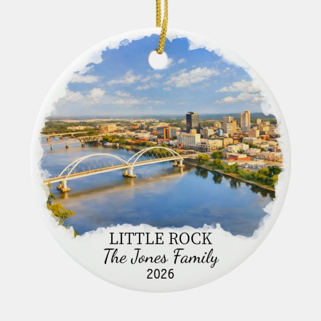 Personalised Little Rock Ornament, Custom Arkansas Ceramic Ornament (Front)