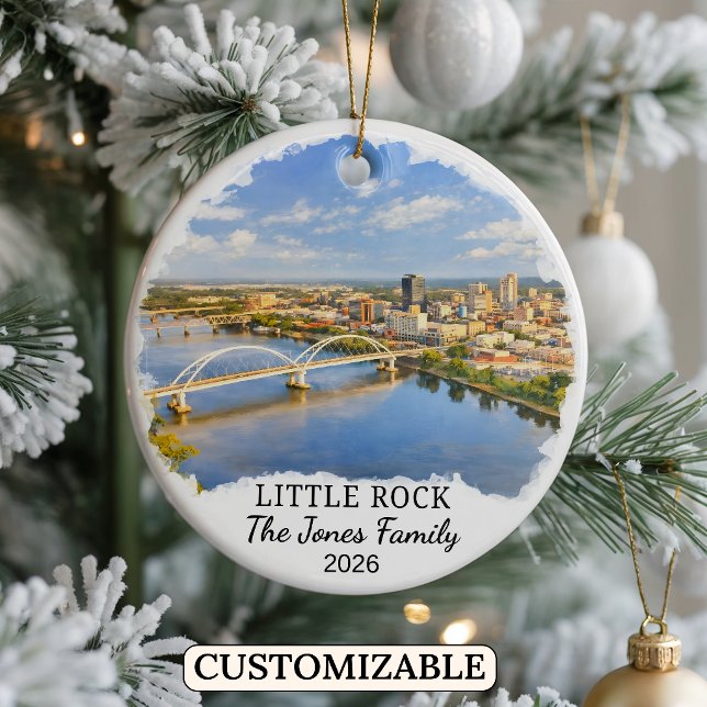 Personalised Little Rock Ornament, Custom Arkansas Ceramic Ornament (Creator Uploaded)