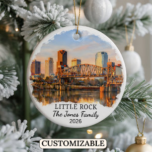 Personalised Little Rock Ornament, Custom Arkansas Ceramic Ornament