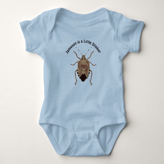 Personalised Little Stinker Brown Stink Bug Baby Bodysuit (Front)